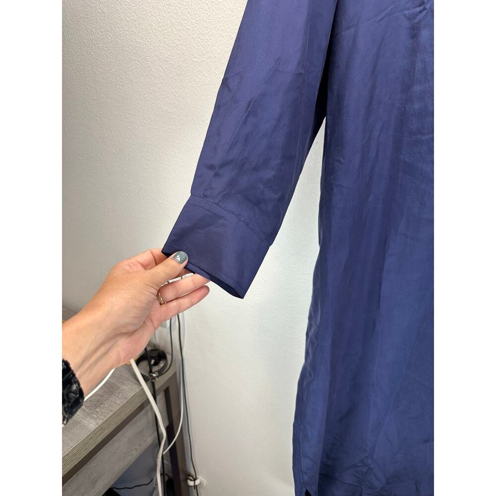 Mamene Phoebe Shirt Dress Silk Blue Long Sleeve Maxi Oversized 1/S - Picture 6 of 12